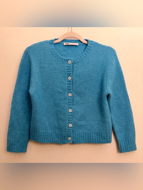 Zara Sweaters - Zara Teal Blue Button-Up Women's Sweater Alpaca Blend Cardigan size Medium